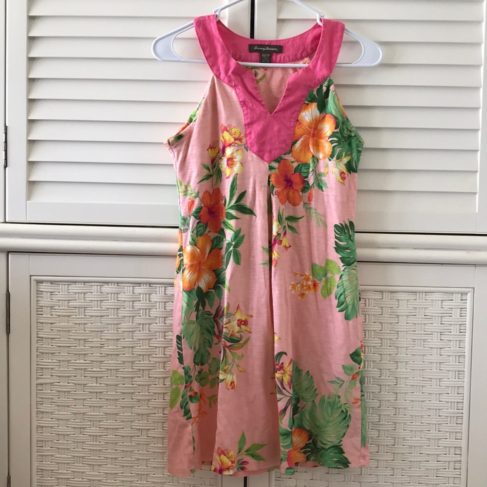 Tommy Bahama XS pink tropical dress - Picture 1 of 8
